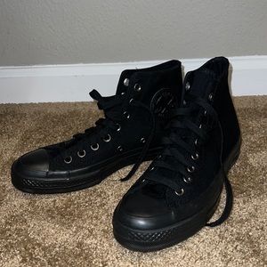 All Black High Top Converse Size 9